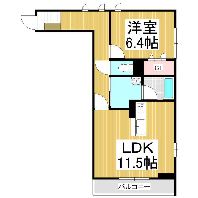 レジデンス桐(1LDK/3階)の間取り写真