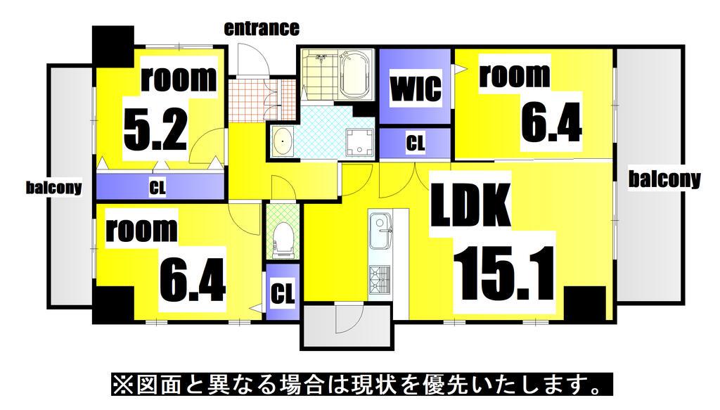 THE SQUARE・SUITE RESIDENCE スクエアスイート(3LDK/4階)の間取り写真