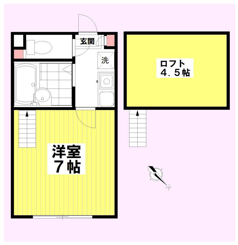 ヴィラージュ町田(1K/1階)の間取り写真