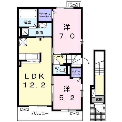 ソレイユ(2LDK/2階)の間取り写真