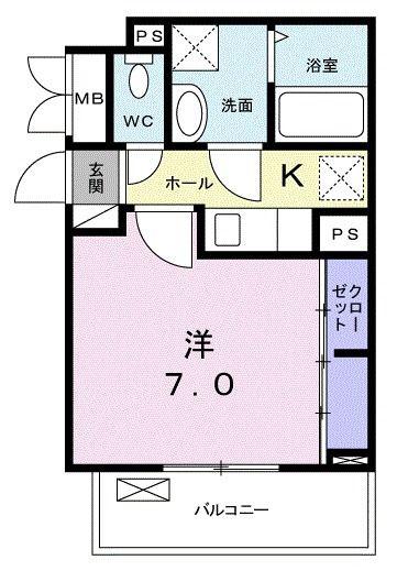 アンプラージュ F(1K/2階)の間取り写真