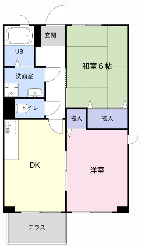 ウィンビュー(2DK/1階)の間取り写真