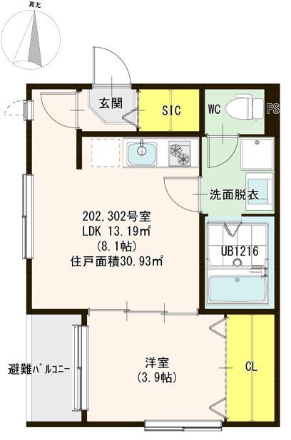 APELILA名駅南(1LDK/2階)の間取り写真