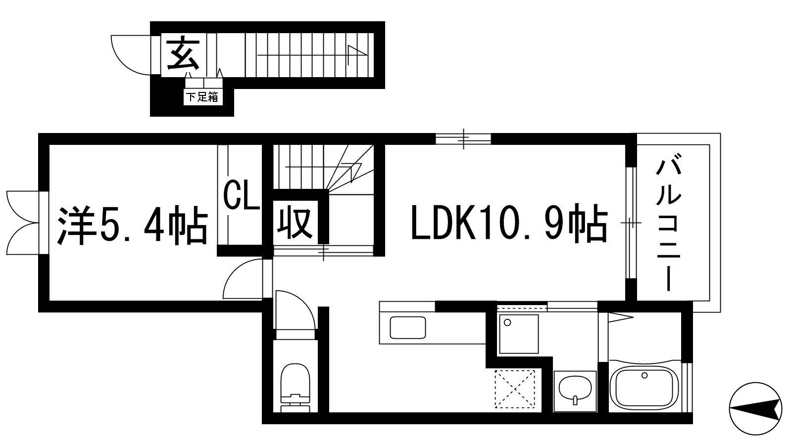プラセール宝塚2(1LDK/2階)の間取り写真