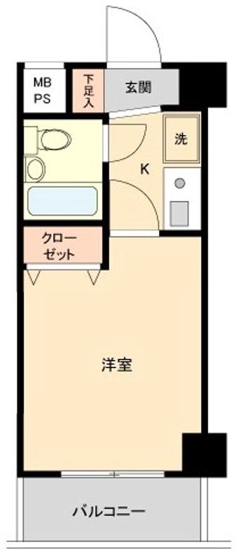 クリオ大口壱番館(1K/4階)の間取り写真