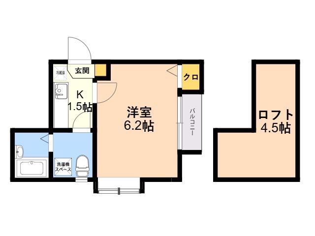 ジョイナス別府(1K/2階)の間取り写真