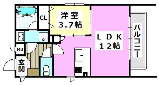 アジャート(1LDK/3階)の間取り写真