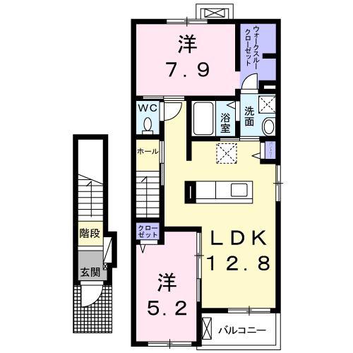 クラール ブリーゼ(2LDK/2階)の間取り写真