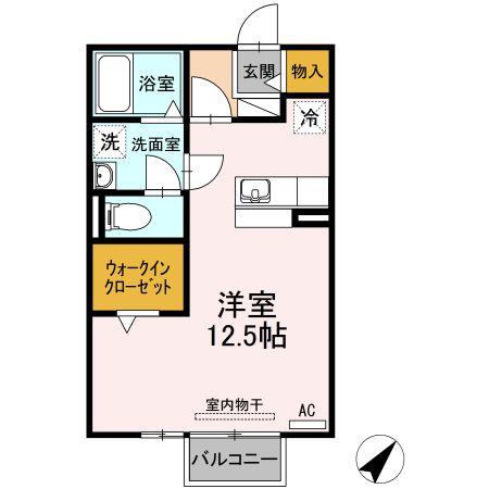 リビングタウン西枇杷島 B(ワンルーム/2階)の間取り写真