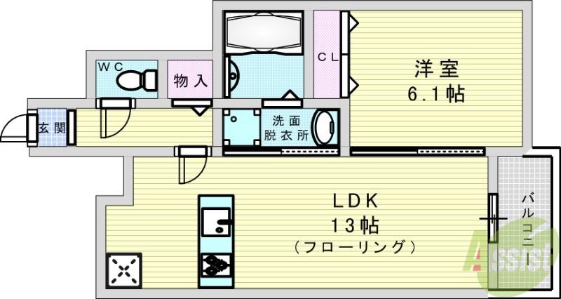 サンロード新和Ⅲ(1LDK/1階)の間取り写真