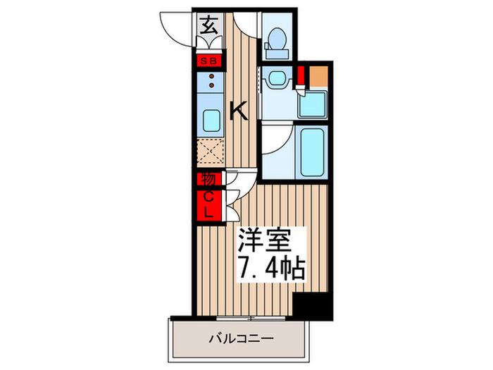 ブラウ門前仲町(1K/3階)の間取り写真