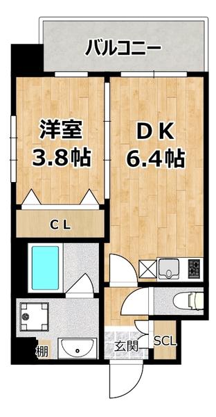 エスタート御幣島(1DK/4階)の間取り写真