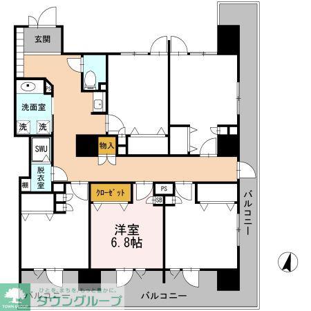 ロイヤルパークスERささしま(ワンルーム/3階)の間取り写真