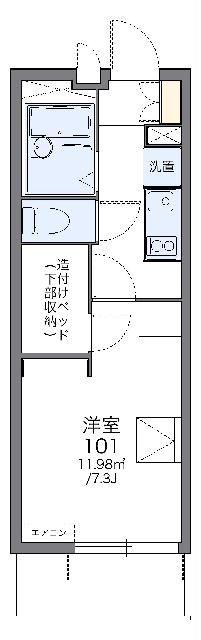 レオパレスアムール梅ヶ丘(1K/2階)の間取り写真