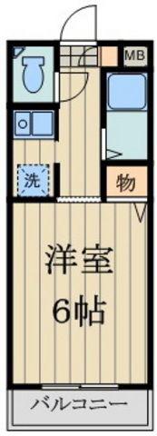 ハイツけやき5番館(ワンルーム/2階)の間取り写真