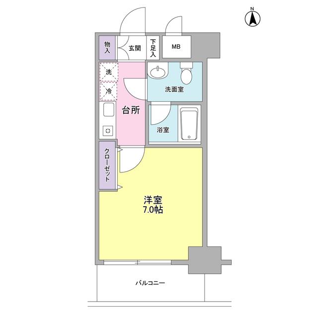 セレーノ品川(1K/4階)の間取り写真