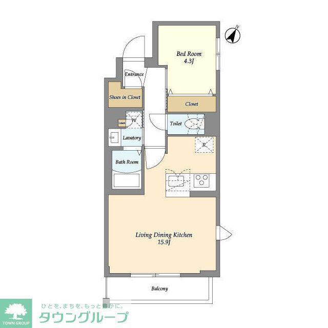ルネサンスコート祐天寺TERRACE(1LDK/2階)の間取り写真
