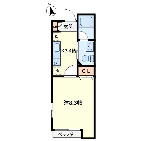 コモドヴィラ(1K/2階)の間取り写真