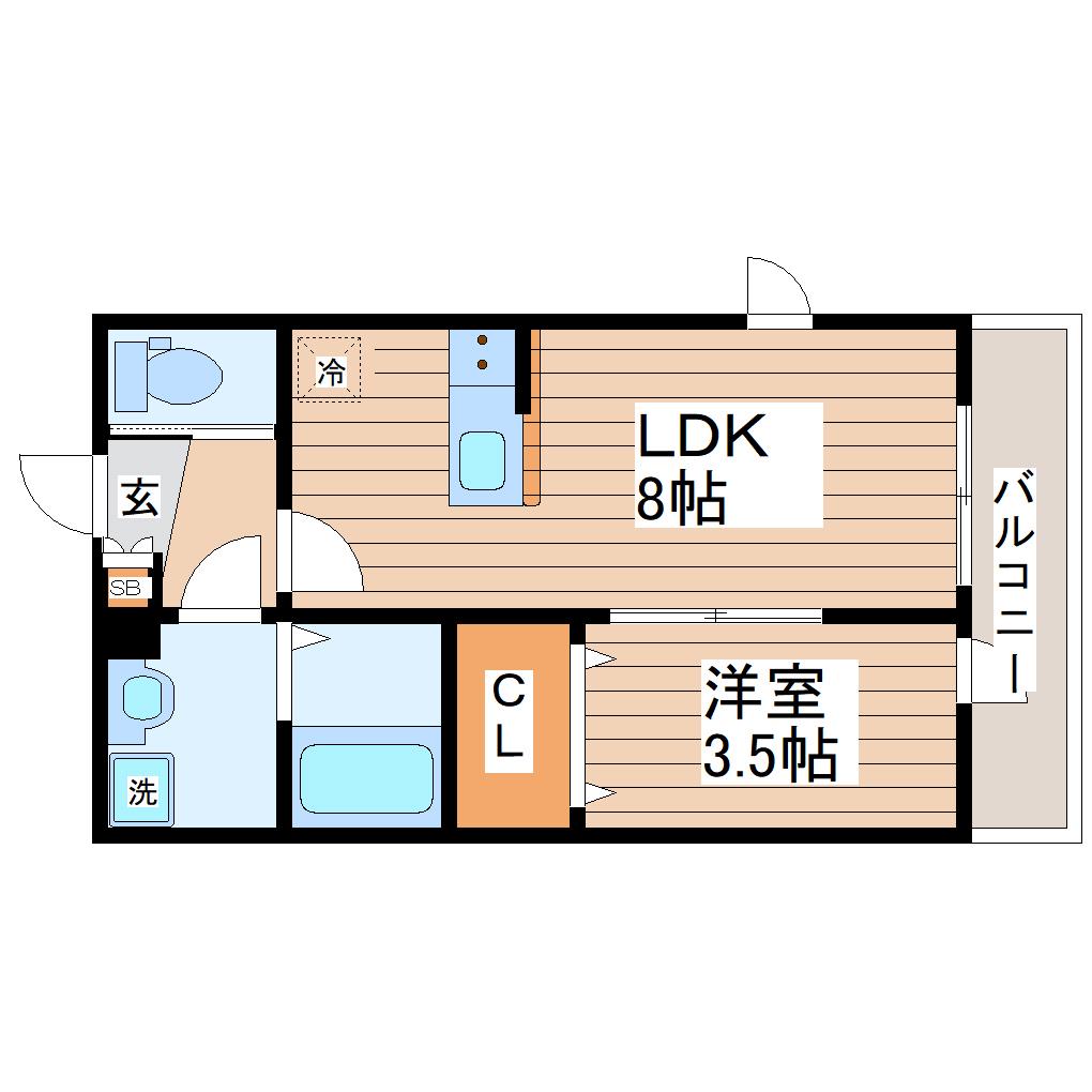 ラクラス平成(1LDK/1階)の間取り写真
