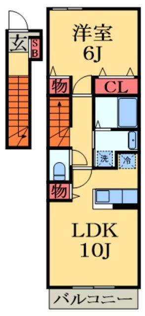 プラウド幕張本郷Ⅵ(1LDK/2階)の間取り写真