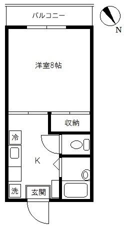 サンエミール(1K/2階)の間取り写真