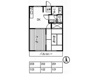 チアフル陽光ハイツ(2DK/2階)の間取り写真