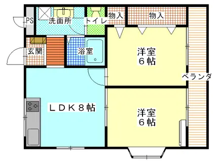 グランデージュ(2DK/2階)の間取り写真