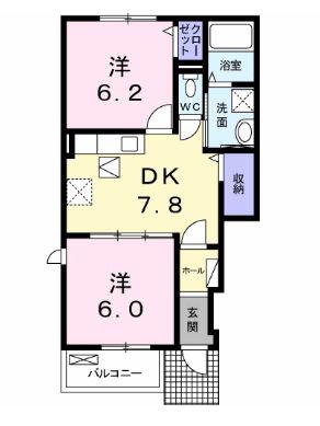 ファウナリア(2DK/1階)の間取り写真