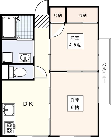 三鷹北口共同ビル(2DK/8階)の間取り写真