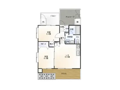 KSMビルII(2LDK/2階)の間取り写真