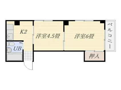 鮫島ビル(2K/3階)の間取り写真
