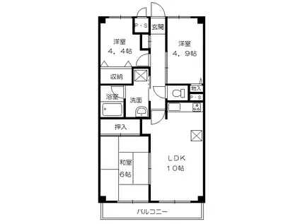 センチュリー新町(3LDK/3階)の間取り写真