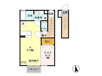 ディアコートエヌ(1LDK/2階)の間取り写真