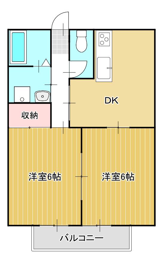 ハイツ・アマール(2DK/2階)の間取り写真