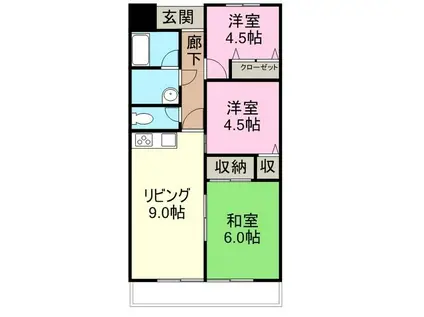 グレースコーエイ(3LDK/2階)の間取り写真