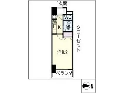 プレサンス名古屋駅前グランヴィル(1K/2階)の間取り写真