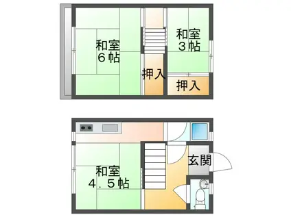 紅葉ハイツ(3K/1階)の間取り写真