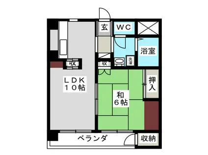 マンション稲元(1LDK/2階)の間取り写真