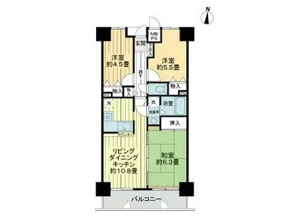 ライオンズマンション倉敷幸町(3LDK/12階)の間取り写真