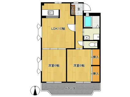 プラザシラサギ(2LDK/1階)の間取り写真