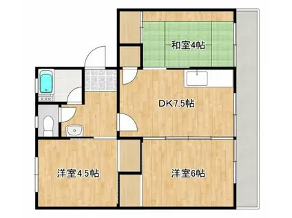 松野第一ビル(3DK/5階)の間取り写真