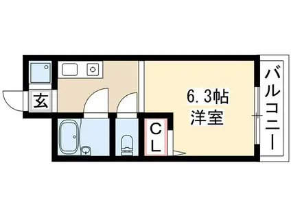 サンダイヤルマンション(ワンルーム/3階)の間取り写真