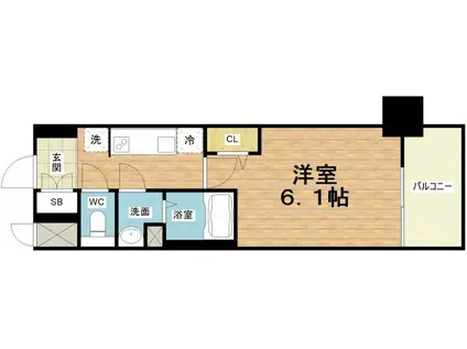 メルディア大正D.C(1K/9階)の間取り写真