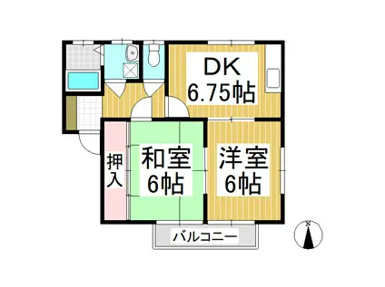 ハイツトゥエンティワン(2DK/1階)の間取り写真