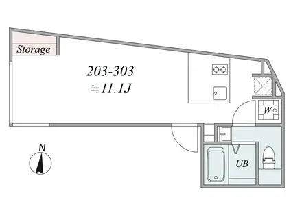 TRIAS332(1K/2階)の間取り写真