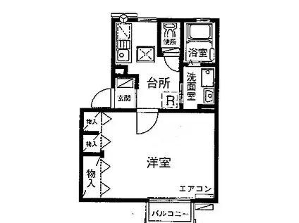 ファミールひまわりB棟(1DK/1階)の間取り写真