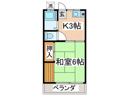 第3すみれ荘(1K/2階)の間取り写真