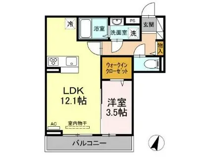アサヒパレス久保田 A棟(1LDK/2階)の間取り写真