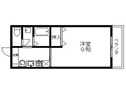 メルベーユ伊勢(1K/1階)の間取り写真
