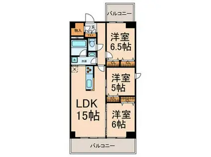 THE ウエスト OAK(3LDK/4階)の間取り写真